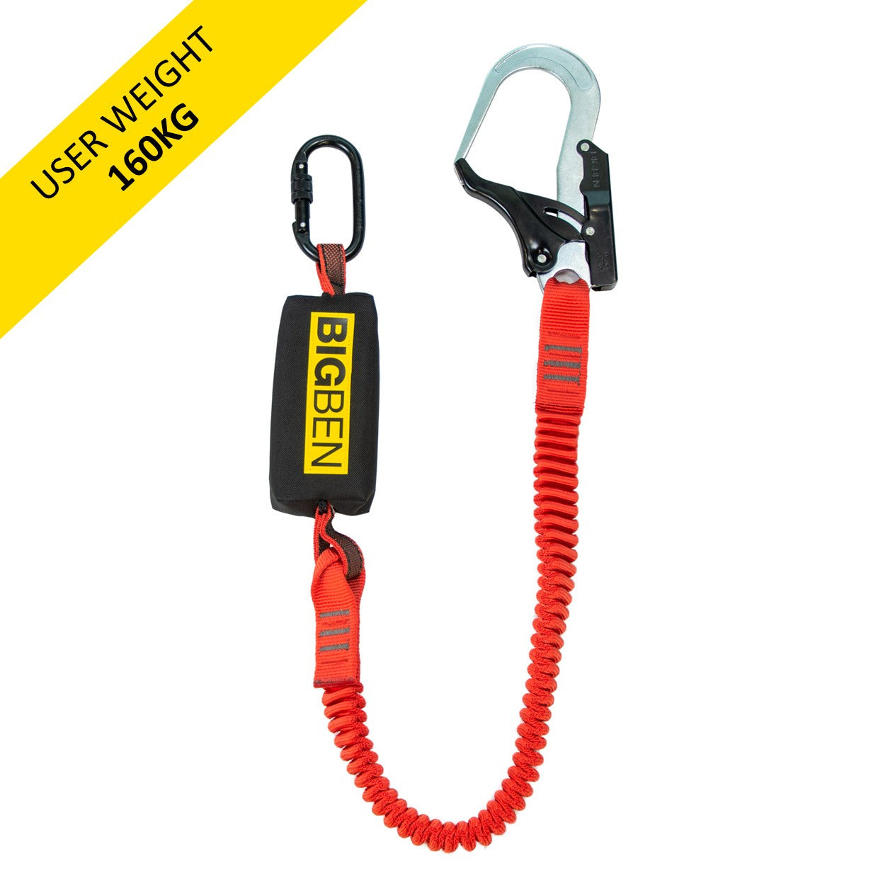 BIGBEN® BIGGUY Elasticated Fall Arrest Lanyard with Wide Opening Steel Scaffold Hook