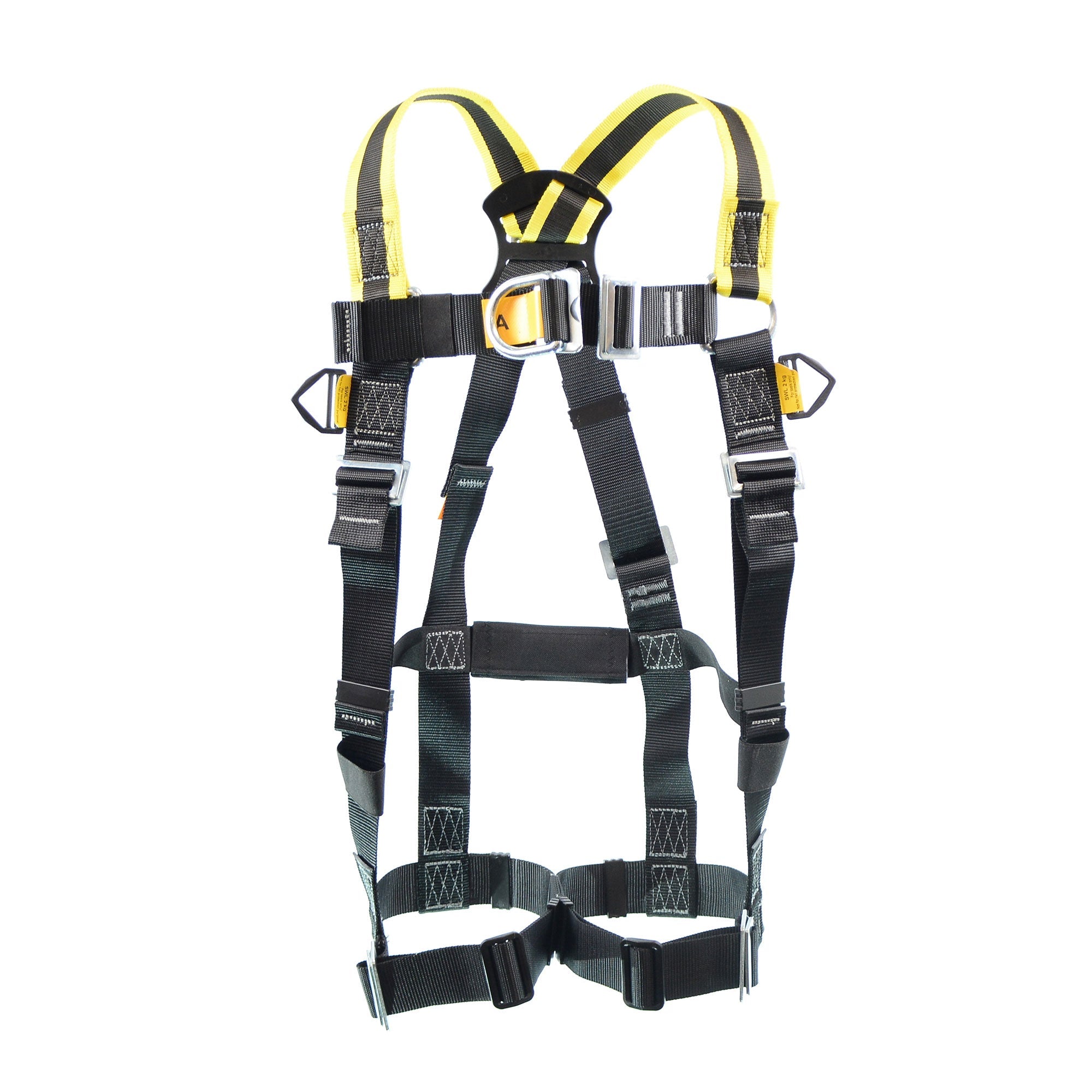 BIGBEN® Deluxe 2 Point HA Design Fall Arrest Harness comes with elasticated shoulder straps, fall indicators, atrium chest rings and integral ID system